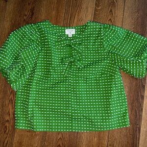 Kate Spade X Target green and pale blue puff sleeve top